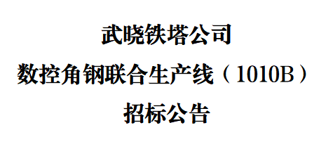 武曉鐵塔公司數控角鋼聯合生產線（1010B）招標